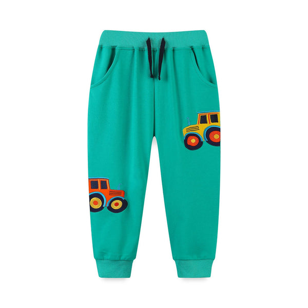 Toddler/Kid Boy's Cartoon Vehicle Design Blue Pants