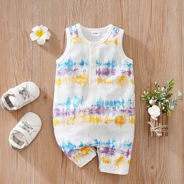 Baby's Sleeveless Summer Comfortable Colorful Design Onesie (4 Colors)