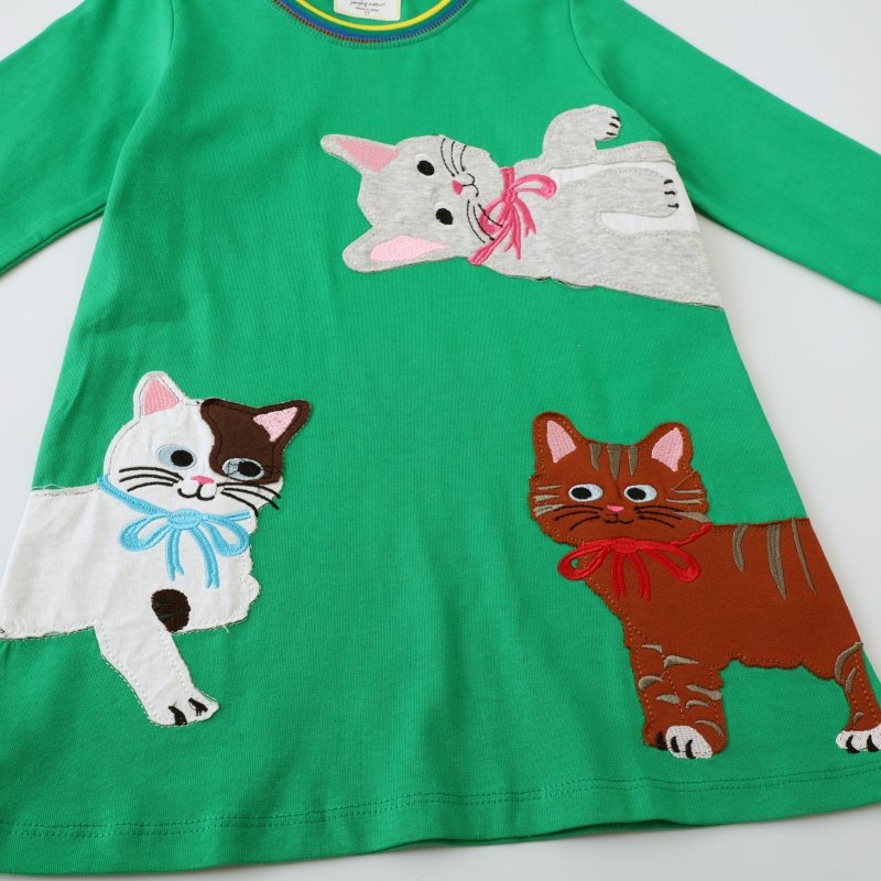 green cat dress Green Cat Clothes with Pink Bag
