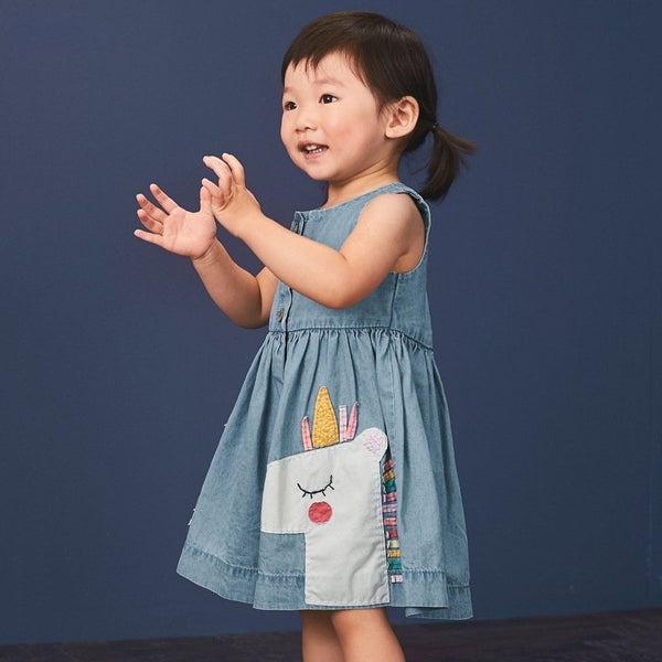 Toddler/Kid Girl's Unicorn Print Denim Dress