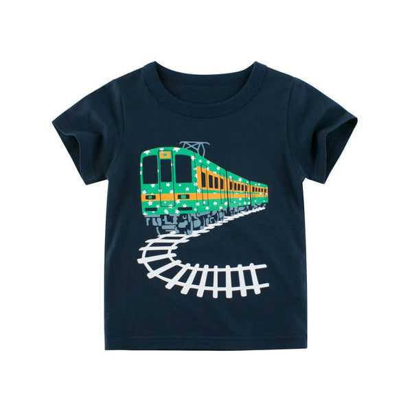 Toddler Boy's Train Print Short Sleeve T-shirt