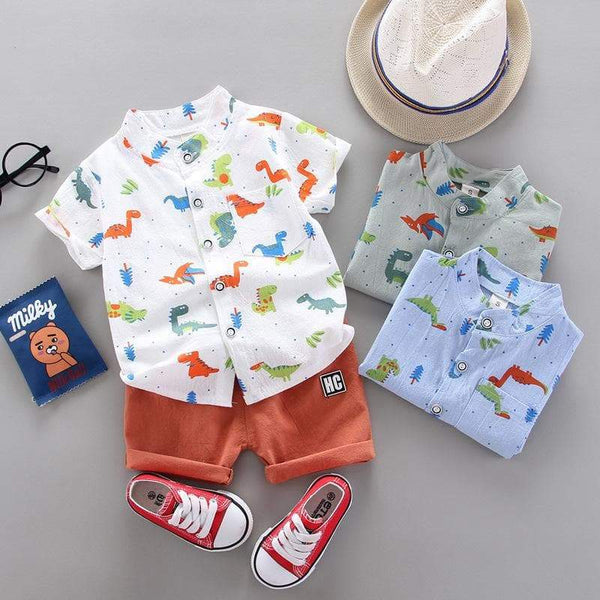 Baby Boy's Vacation Animal & Dinosaur Shirt with Shorts
