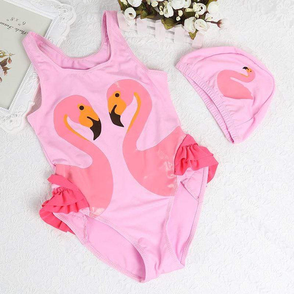 Baby/Toddler Girl's Pink Cute Flamingo Swimwear