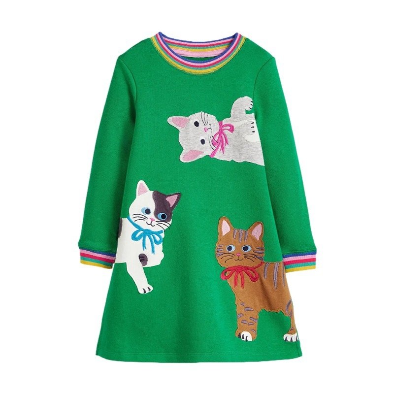 green cat dress Adorable Orange Cat in Green Dress and Pearls