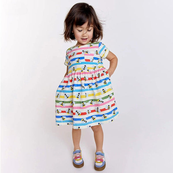 Toddler/Kid Girl's Honeybee Print Design Cotton Dress