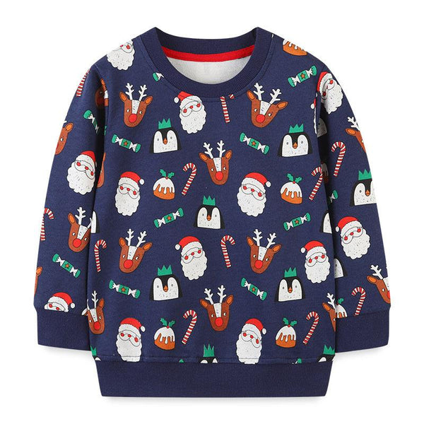 Toddler Christmas Cartoon Santa Print Sweatshirt
