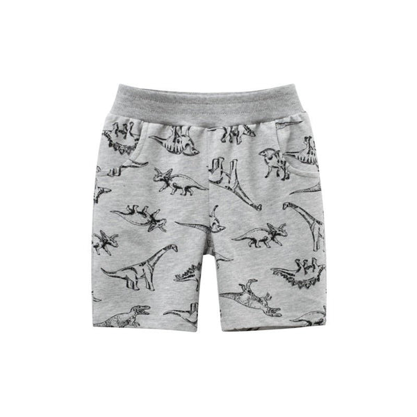 Toddler Boy's Dinosaur Print Gray Shorts