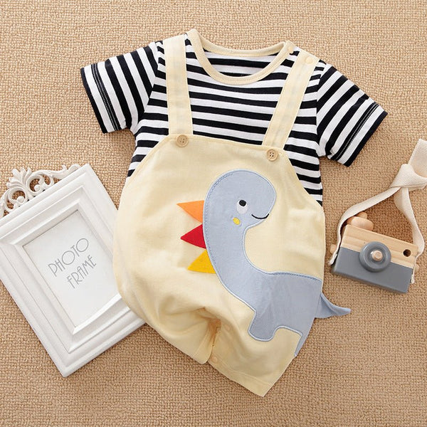 Dinosaur/Stripes Pattern Jumpsuit For Baby
