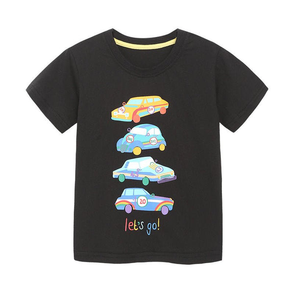Toddler/Kid's Car Print Design Short Sleeve T-shirt