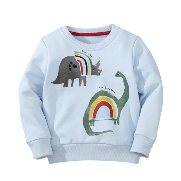 Toddler Boy's Blue Dinosaur Print Sweatshirt