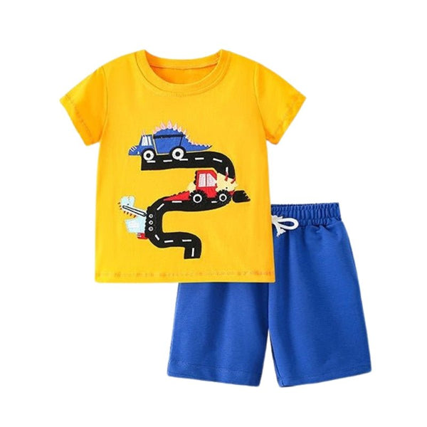 Toddler/Kid Boy's Dinosaur Trucks T-shirt and Shorts Set