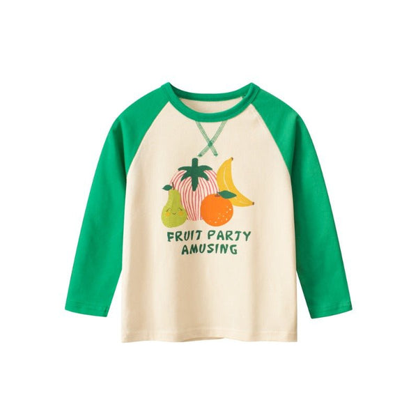 Toddler/Kid Girl Long Sleeve Fruit Party Print Design T-Shirt