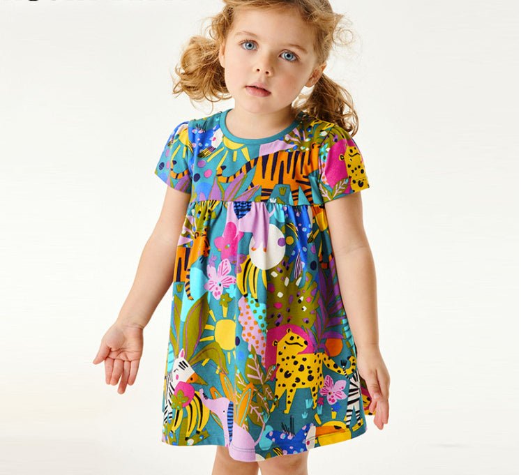 Toddler/Kid Girl's Animal with Flower Print Design Dress – Kidsyard