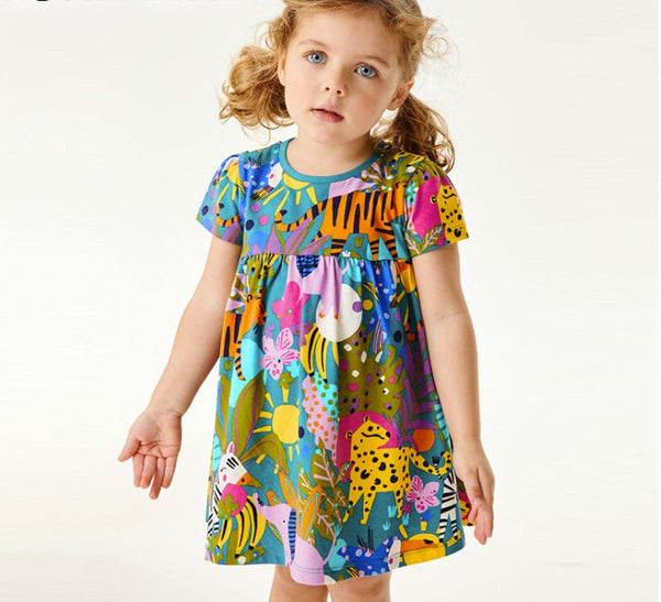 Toddler/Kid Girl's Animal with Flower Print Design Dress