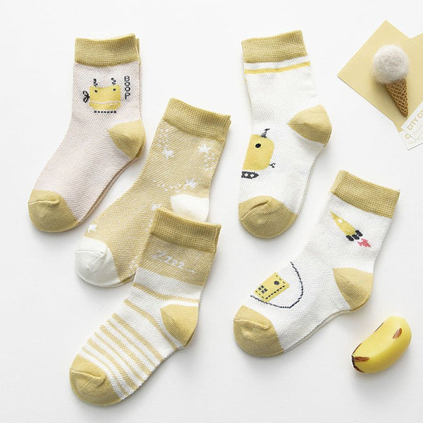 5-Pack Adorable Cartoon Summer Socks (3 Designs)