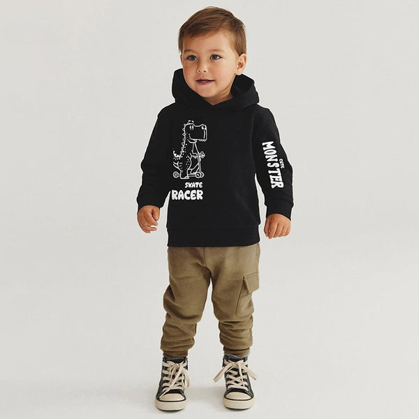 Toddler/Kid Boy's Dinosaur Black Sweatshirt with Pants Set