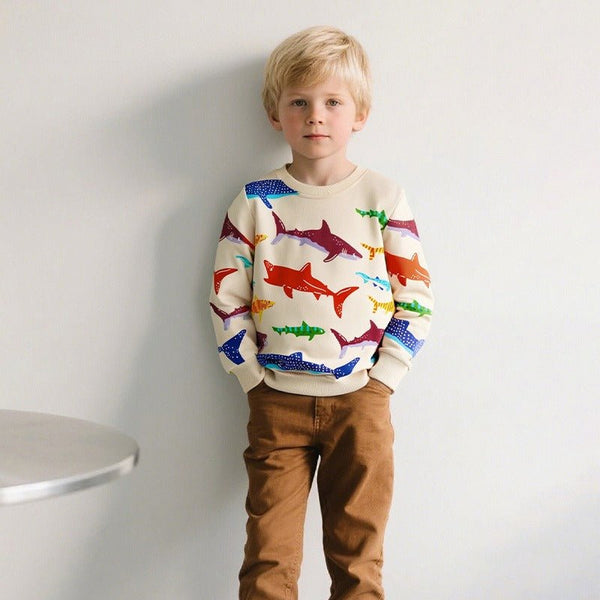 Toddler/Kid Boy Sharks Print Design Cotton Sweatshirt