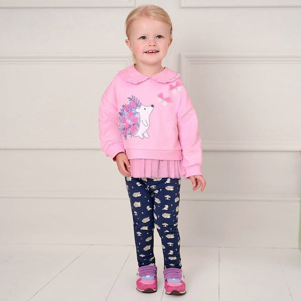 Toddler/Kid Girl Hedgehog Design Sweatshirt and Leggings Set