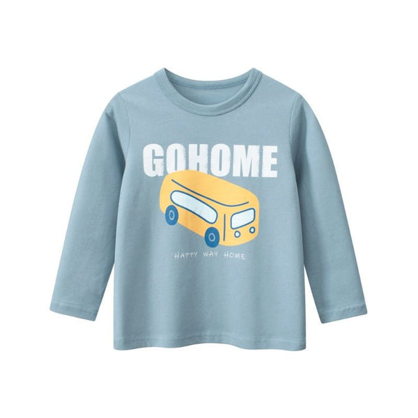 Toddler/Kid Long Sleeve Cartoon Bus Print Design T-Shirt
