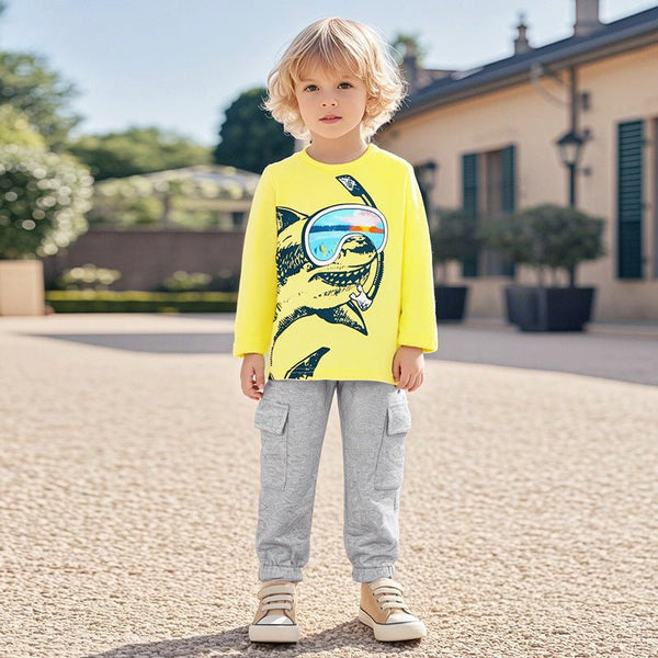 Toddler/Kid Boy Shark Adventure Print T-shirt and Pants Set