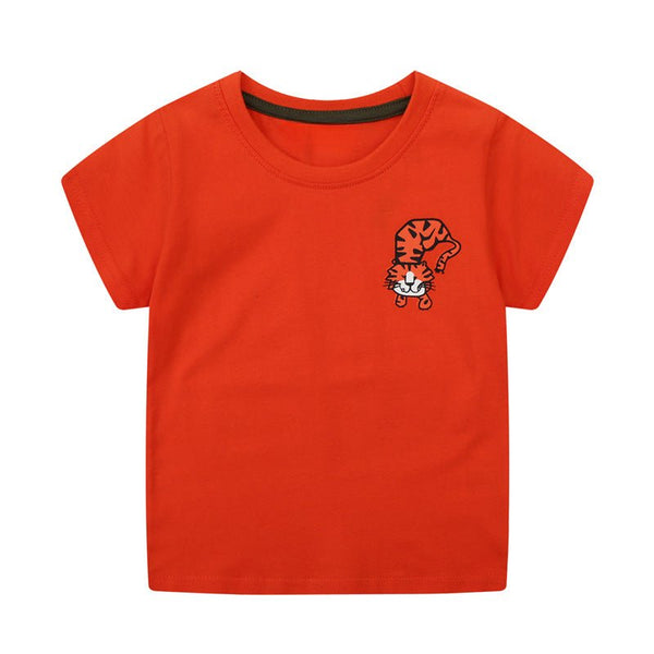 Toddler/Kid’s Cartoon Little Tiger Design Red T-shirt