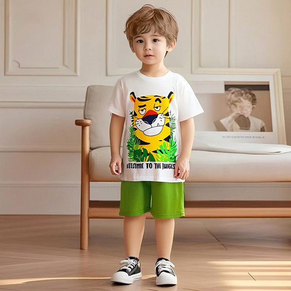 Toddler/Kid Boy Welcome To The Jungle Tiger T-shirt and Shorts Set