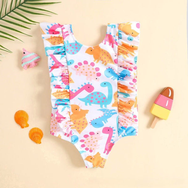 Toddler/Kid Girl Cartoon Dinosaurs Print Swimsuit