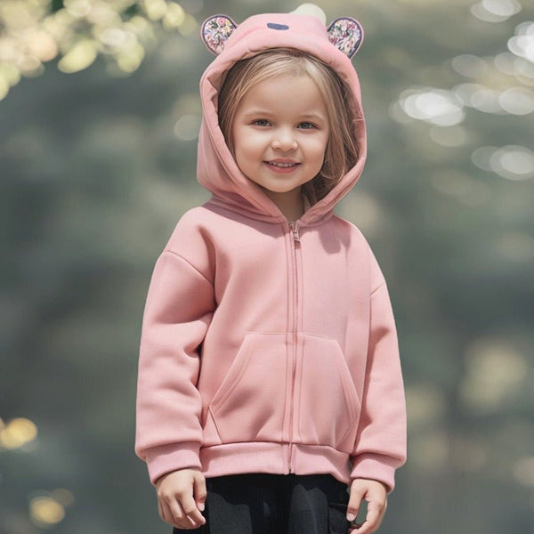 Toddler/Kid Girl Cute Little Mouse Embroidery Design Pink Jacket