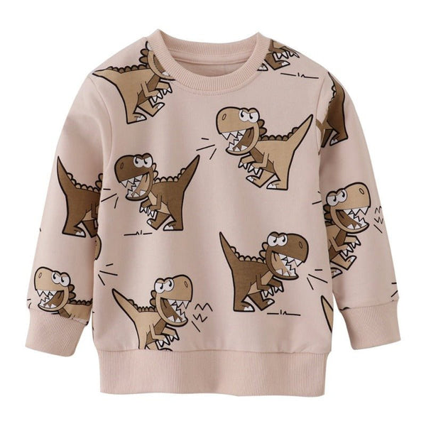Toddler/Kid's Brown Cartoon Dinosaurs Print Sweatshirt