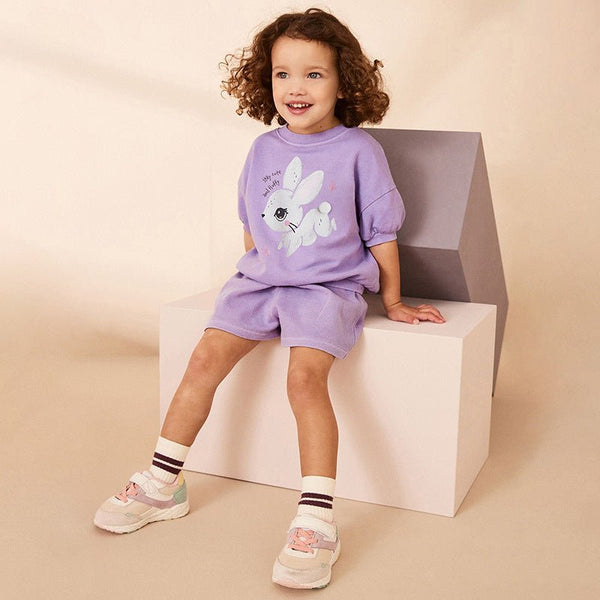 Toddler/Kid Girl Stay Cute Purple T-shirt and Shorts Set