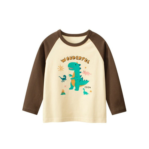 Toddler/Kid Boy Long Sleeve Wonderful Cartoon Dino Print Design T-Shirt