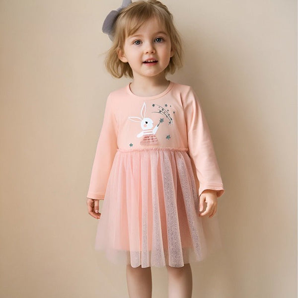 Toddler/Kid Girls Magic Bunny Print Design Dress