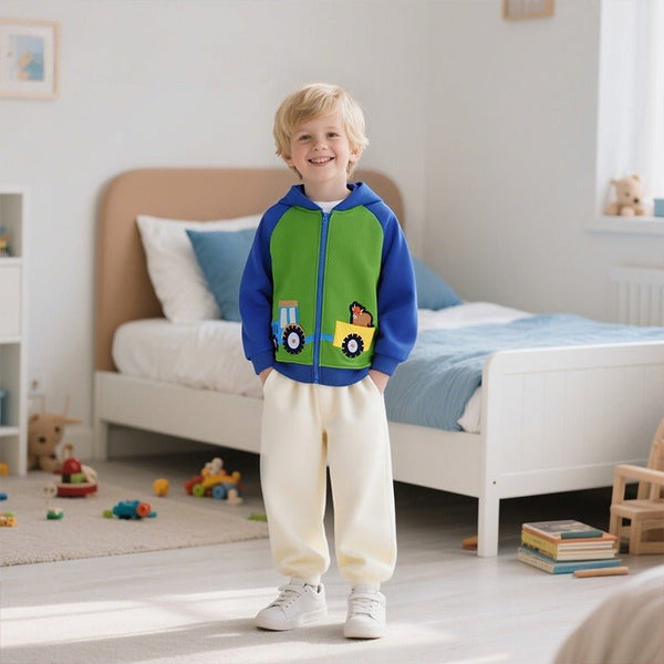 Toddler/Kid's Cartoon Truck and Cow Embroidery Design Jacket