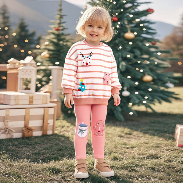 Toddler/Kid Girl Christmas 3D Cute Design Top and Leggings Set