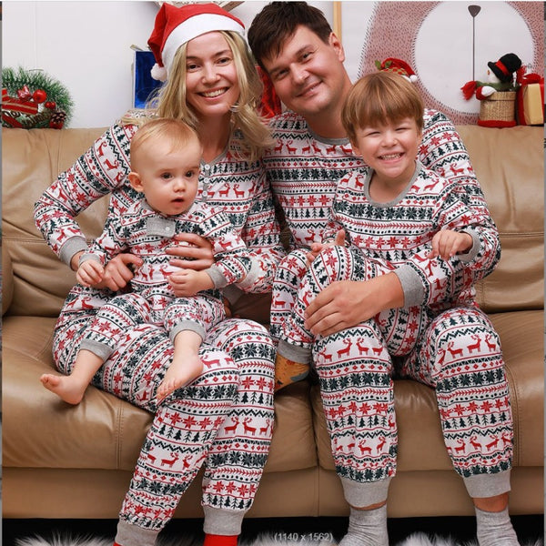 Family Matching Elks With Snowflakes Design Pajama