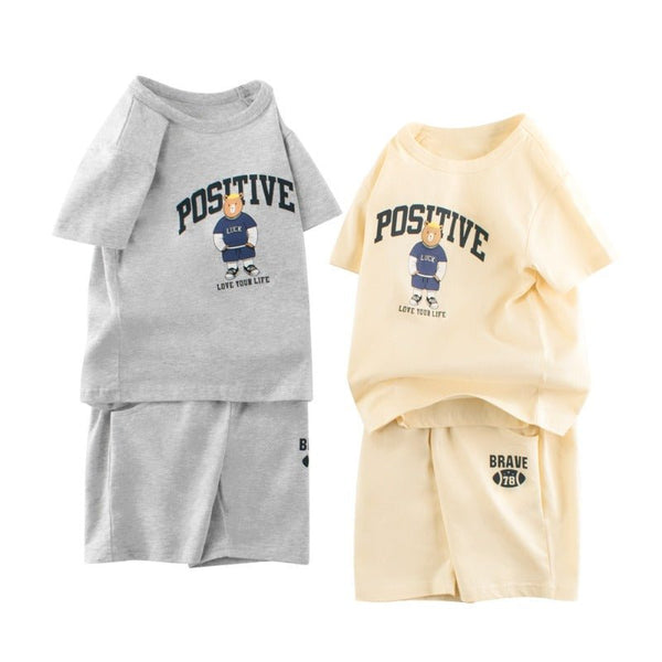 Toddler/Kid Boy "Love Your Life" Print T-shirt and Shorts Set (2 Colors)