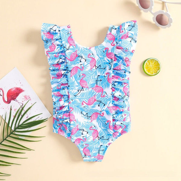 Toddler/Kid Girl Pink Flamingos Print Design Swimsuit