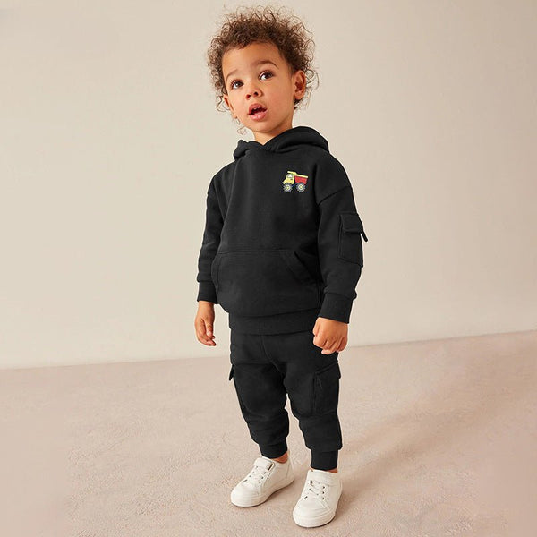 Toddler/Kid Boy's Cartoon Truck Print Design Sweatshirt with Pants Set