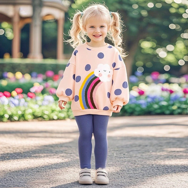 Toddler/Kid Girl Rainbow Embroidery Design Sweatshirt and Leggings Set