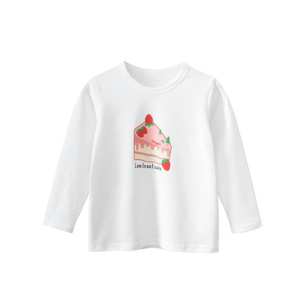 Toddler/Kid Girl Long Sleeve Strawberry Cake Print Design T-Shirt