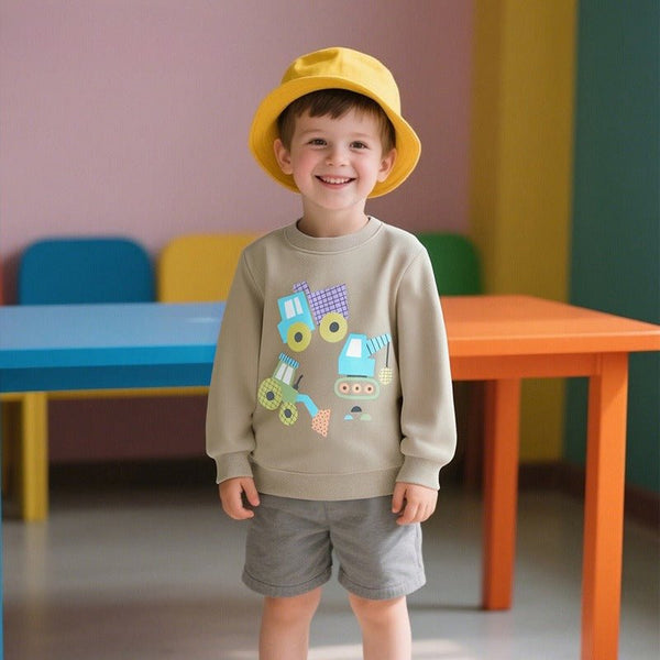 Toddler/Kid Boy Cartoon Crane Print Design Cotton Sweatshirt