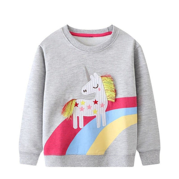 Toddler/Kid Girl Stars and Unicorn Embroidery Design Sweatshirt