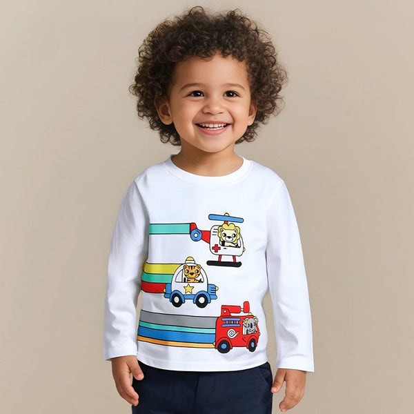 Toddler/Kid Boy Long Sleeve Animal Car Racing Print Design T-Shirt