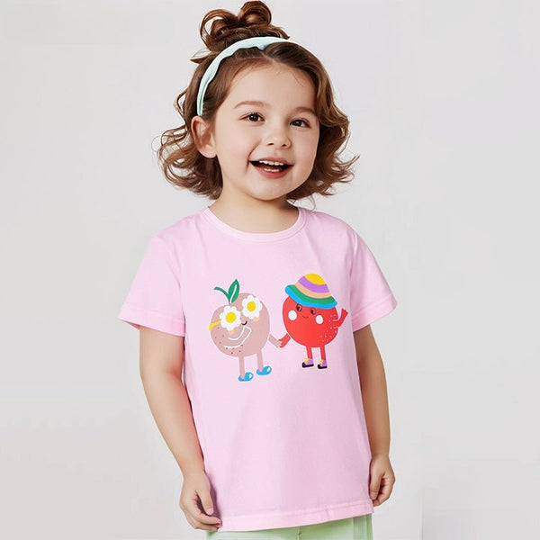 Toddler/Kid Girl's Cartoon Apple Print Design T-Shirt