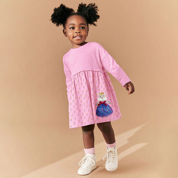 Toddler/Kid Girl's Long Sleeve Cartoon Mouse Princess Design Dress