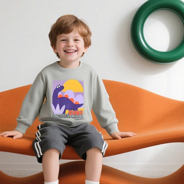 Toddler/Kid Boy Cartoon Purple Dinosaur Print Design Sweatshirt