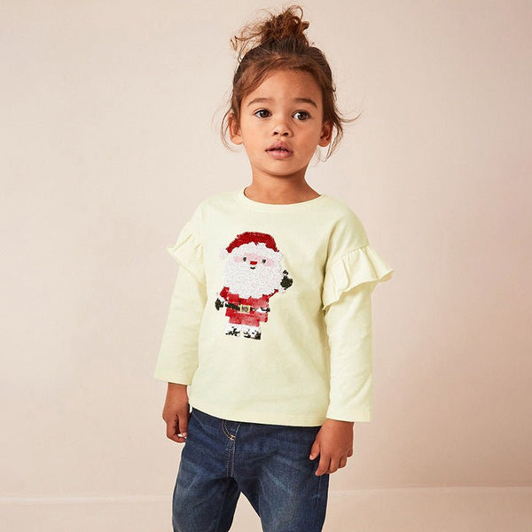 Toddler/Kid Girl's Long Sleeve Cartoon Christmas Design Tee