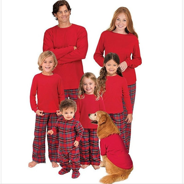 Family Matching Christmas Red Color Design Pajama Set