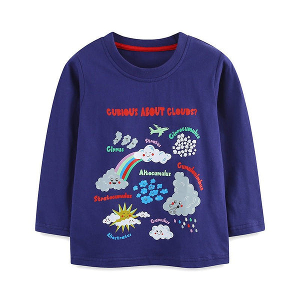 Toddler/Kid's Long Sleeve Clouds Print Design T-Shirt