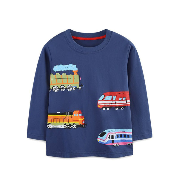Toddler/Kid Boy Long Sleeve Transportation Print Design T-Shirt